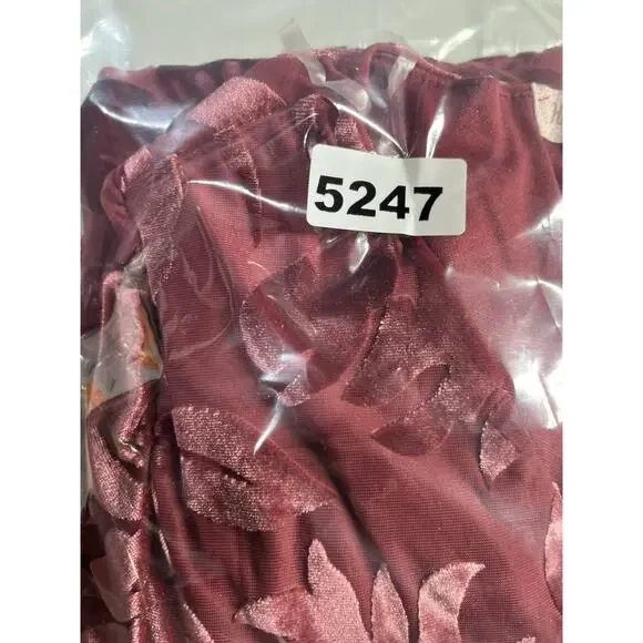 Velvet Burnout Midi Wrap Dress Size Small Mauve Floral High Low - Picture 11 of 11